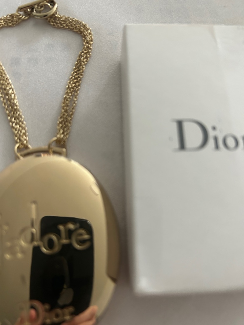 Dior Gold Mirror Pendant Necklace
